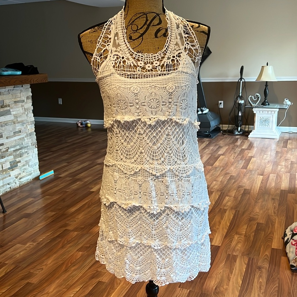 Venus size medium white crocheted mini dress